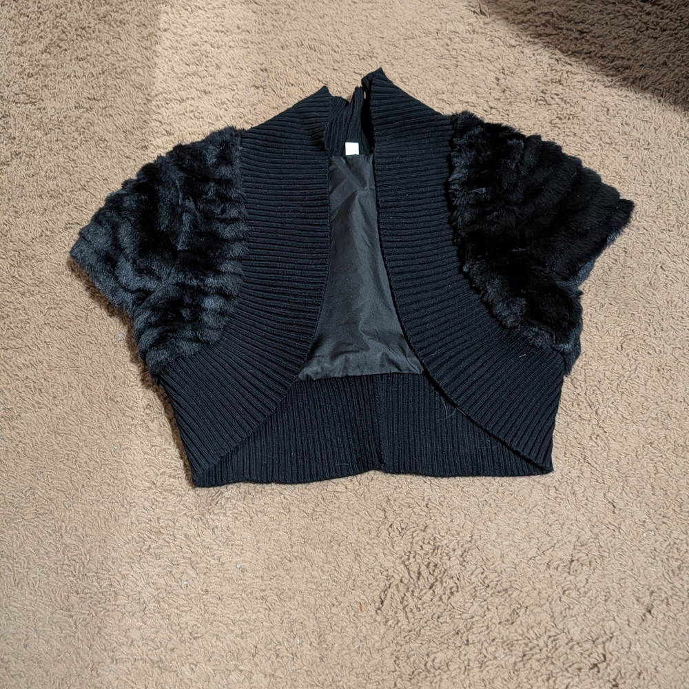 Black Faux Fur Women's Sweater